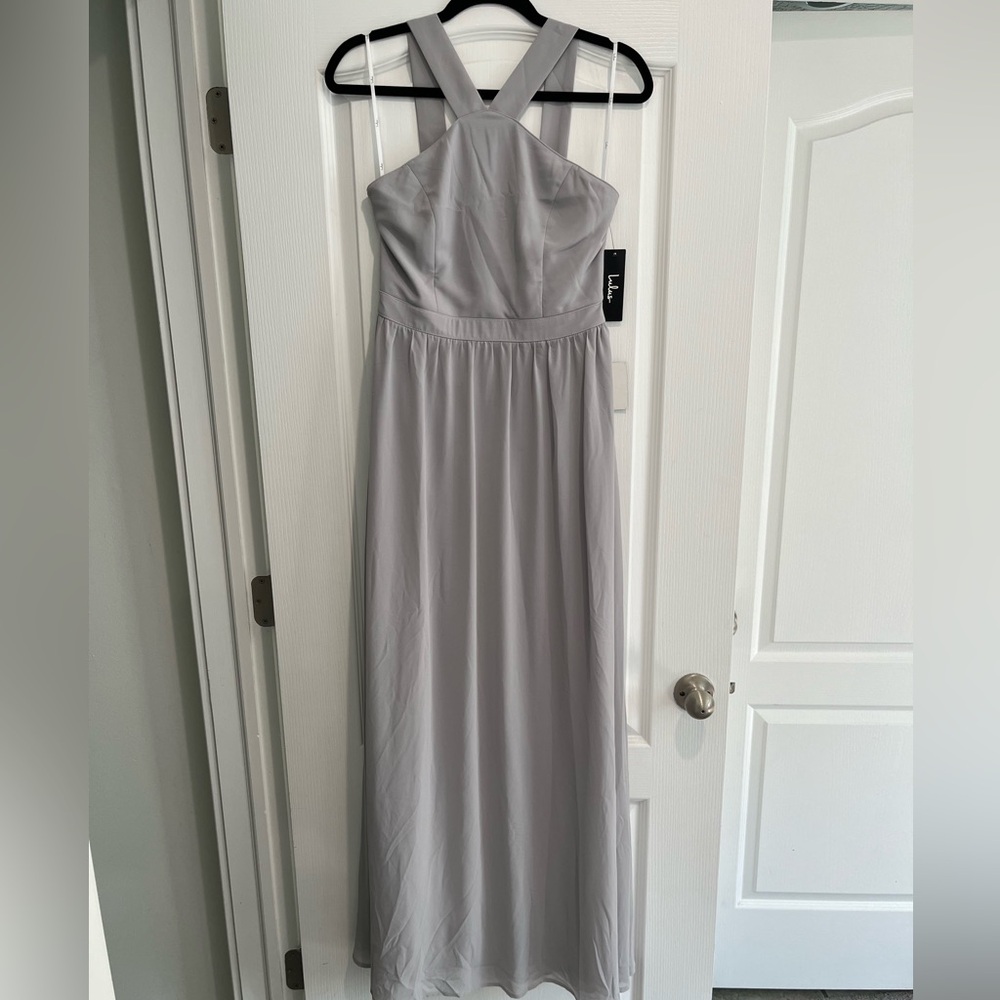 Lulus Grey Bridesmaid Chiffon Dress